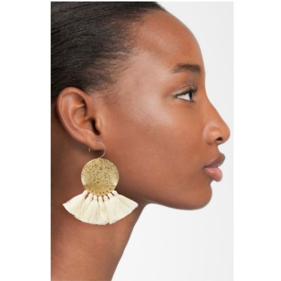 Free People Anthropologie Serefina Tassel Gong Sparkle Earrings - Picture 3 of 8